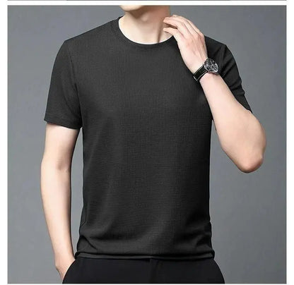 Polyester Stretchable Solid Half Sleeves Men's Round Neck Hirt Pack Of 4 - ULLLY