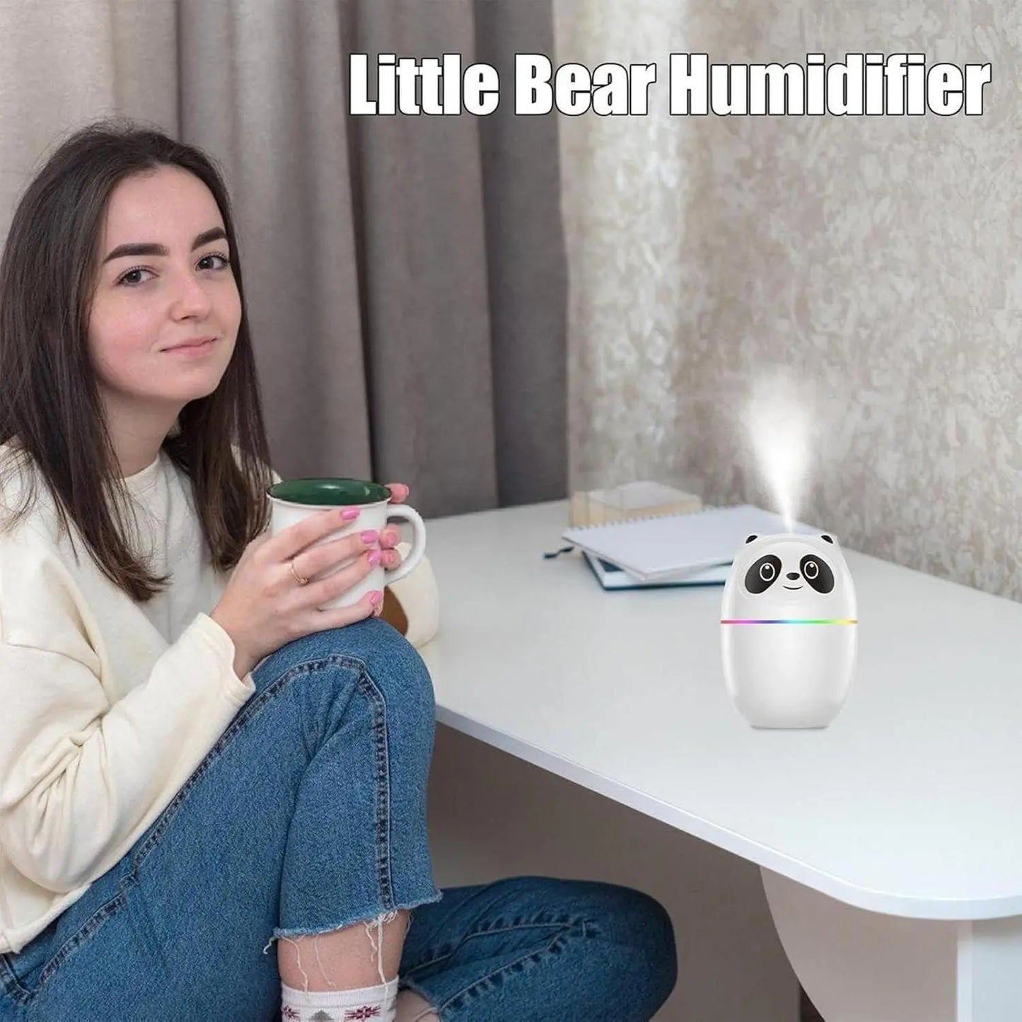 Mini Cute Panda Cool Mist Humidifier for Room Moisture - ULLLY