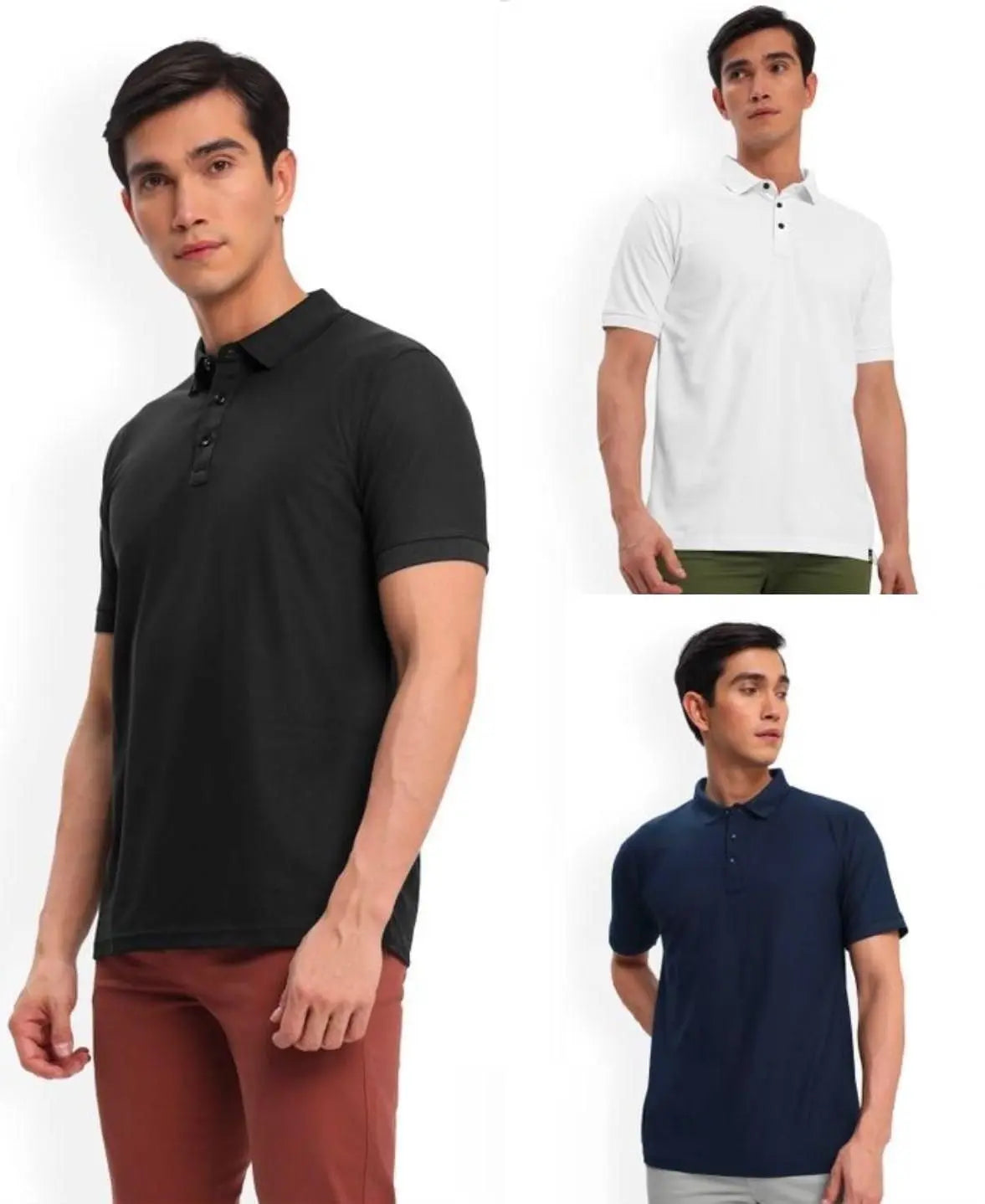 Poly Cotton Solid Half Sleeves Men's Polo T-shirt (Pack of 3) - ULLLY